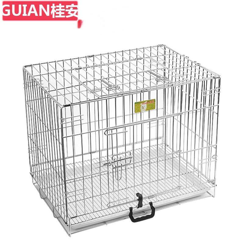 宠物不锈钢狗笼可折叠狗笼带底盘折叠中小型犬狗笼子猫兔鸡鸽子笼