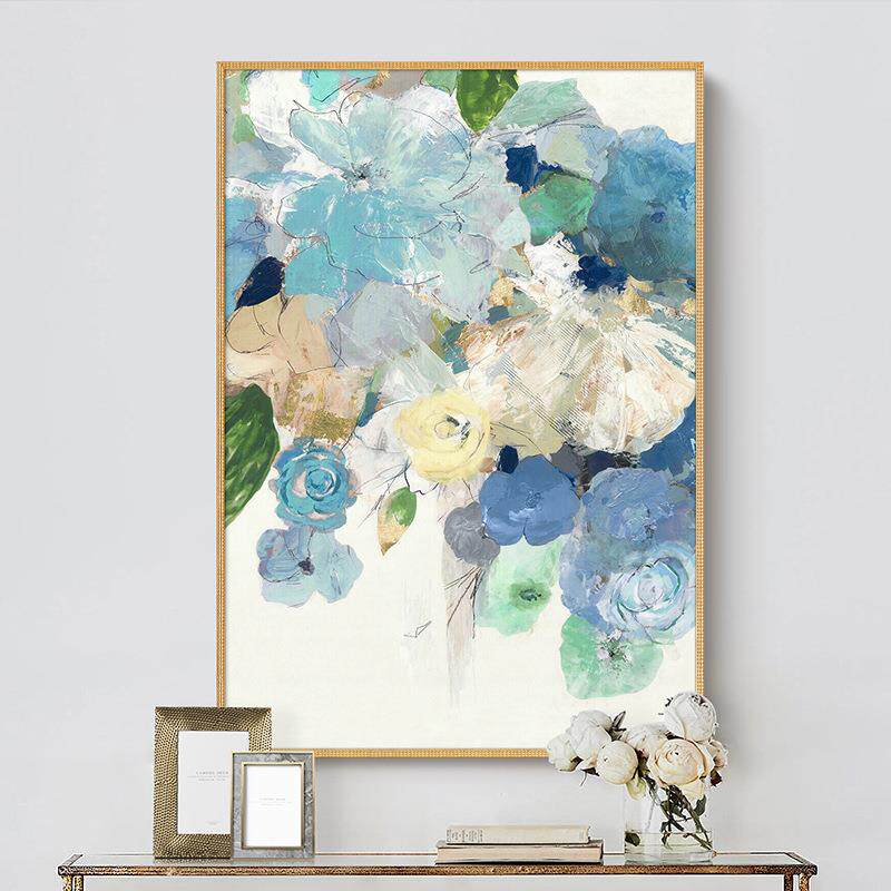 现代简约法式客厅装饰画美式轻奢玄关餐厅挂画高端纯手绘油画花卉