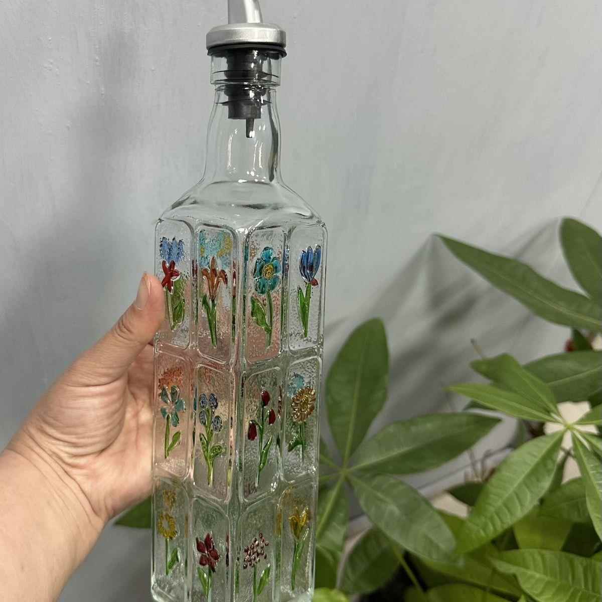 复古浮雕瓶家用厨房醋瓶油壶油瓶调料瓶酱油瓶方形花纹食品级