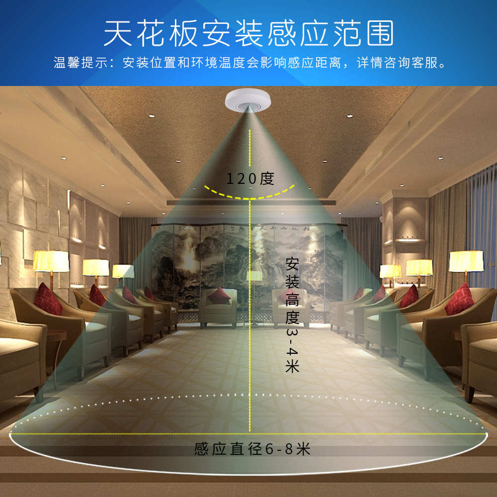 220V光控明装家用吸顶式智能感应器感应红外线人体大功率开关