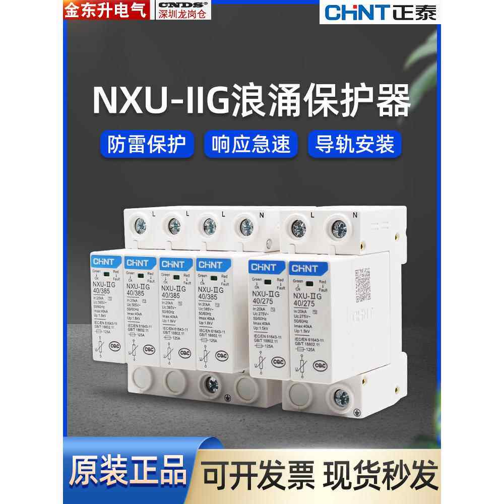 正泰浪涌保护器 NXU-II电涌防雷器 4P65KA2P40KA T2家用275V开关