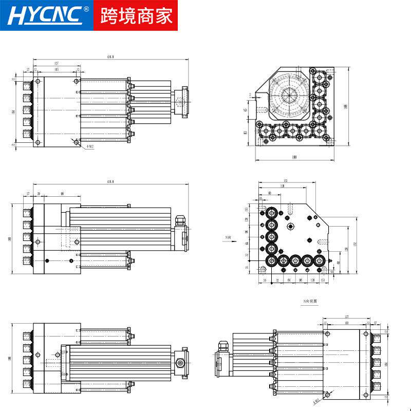 HQD排Z钻电机前程翰琪开料木钻包P机45增压款垂HQD排钻直打孔工雕