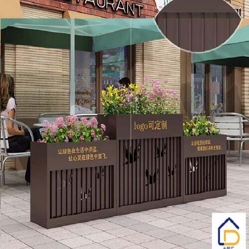 户外铁艺花箱售楼部组合商业街道路不锈钢花槽室外围栏隔断花池