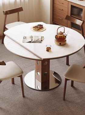 法复古伸折叠餐桌椅组式合家用小户型方圆缩两CSO用黑色可餐桌