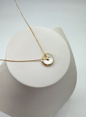 【95新】Cartier卡地亚Amulette单钻18k黄金白色护身符女士项链