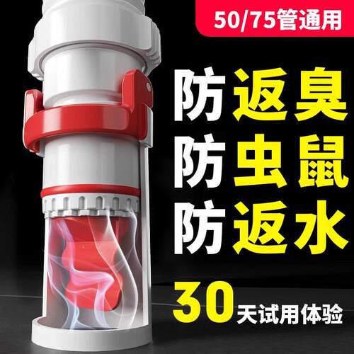 厨房道洗菜盆防返臭防臭50管排水管防反水密封神器
