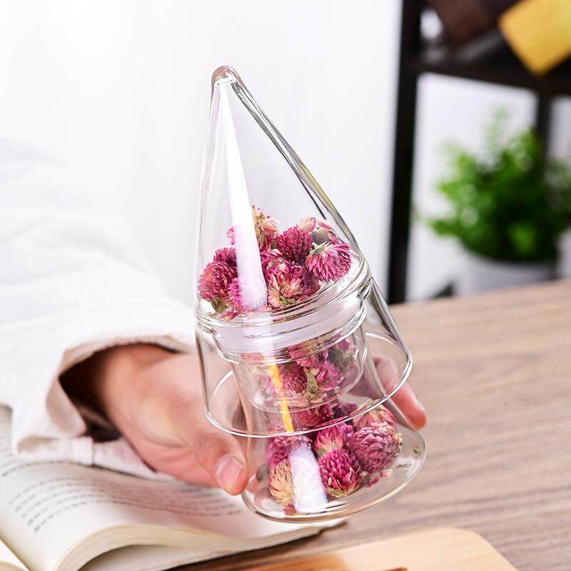 三角形茶叶闻茶器高硼硅玻璃样品展示摆件创意茶叶咖啡豆收纳罐