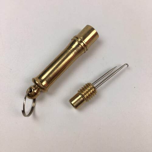打结器 铜制子线打结器弯钩双针 鱼线打结绑线器 垂钓用品