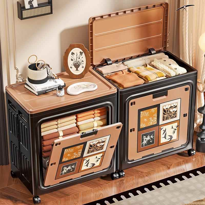 中风古用卧衣服可折叠多功能带轮整室理箱玩具杂物收纳收纳3065家