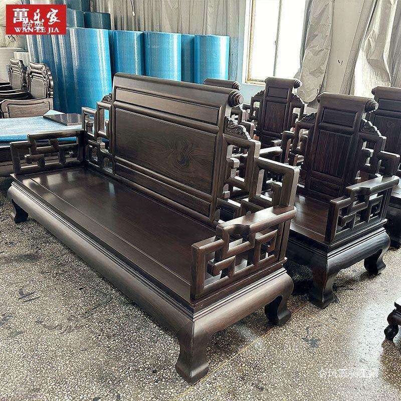 家具印尼黑酸枝木发沙阔黄叶檀10063954东阳实木大款雕中式硕果累