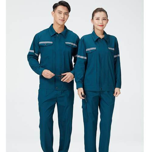 高档中海纯棉工服套装男秋季加厚反光条服工厂电焊工厂劳保服定油