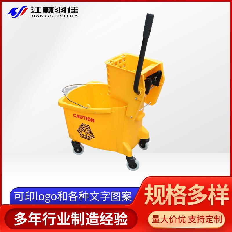 单筒榨水车拖把桶可排水墩拖布挤水器保洁商用免手洗拖地压柞水车
