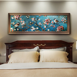 美式卧室装饰画床头挂画客厅，沙发背景墙壁画田园，花鸟单幅大气欧式