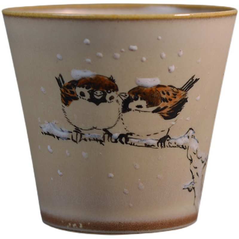 1VPR 手绘雪雀杯 情侣茶杯 纯手工主人杯 风品茗杯
