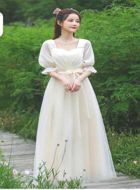 中式婚礼伴娘服款式伴娘服平时可穿演出毕业合唱礼服裙姐妹简约
