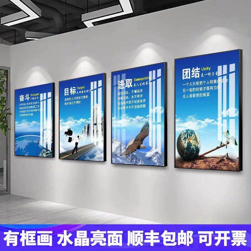 办公室装饰画励志挂画字画企业文化背景墙壁画公司团队会议室标语