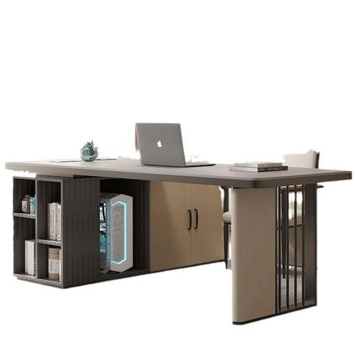 岩板茶桌书桌一体两用现代简约家用电脑办公桌老板办公室轻奢茶台