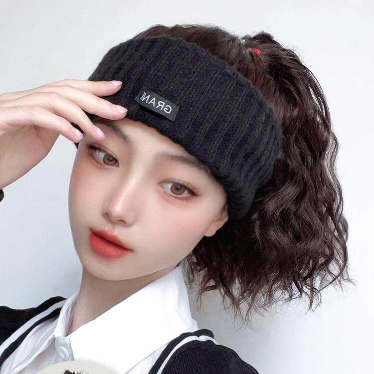 新款直销假发帽子一体女时尚秋冬发带束发空顶帽假发帽短卷发自然