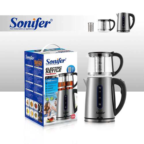 Sonifer家用大容量1.8L不锈钢土耳其双层子母茶壶SF-2118