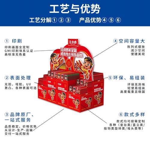 王小卤设计展示纸货架 瓦楞纸方箱组合年货促销氛围商超展示架