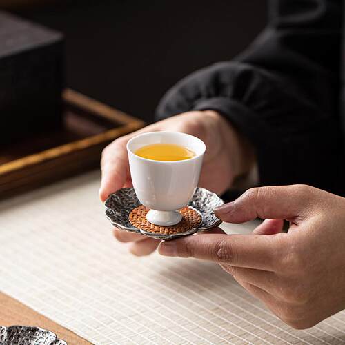 创意圆形茶具合金配件茶杯手工杯垫酒杯隔热垫子功夫中式茶室竹编