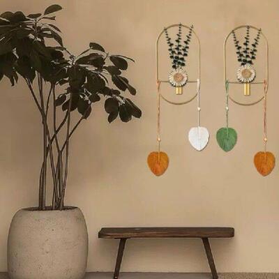 2 Pcs Plant Wall-mounted with Artificial Plants Geometric