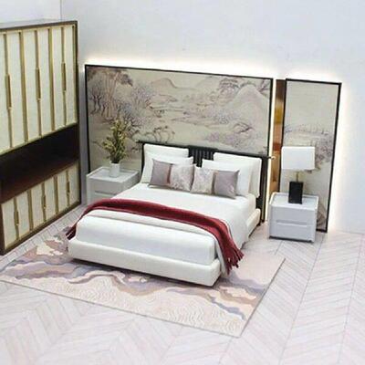 High Quality 1:20 Dollhouse Miniature Bed Mini DIY Bedroom