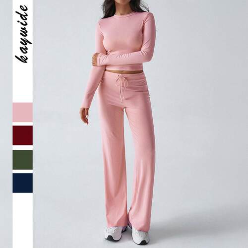 Sports yoga long sleeved T-shirt long pants set women's