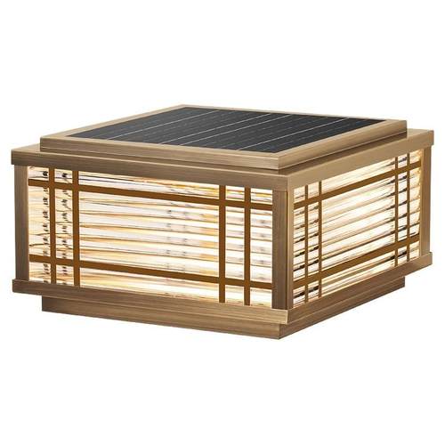 太阳能柱头灯全铜户外防水门柱灯简约别墅花园围墙灯庭院大门口灯