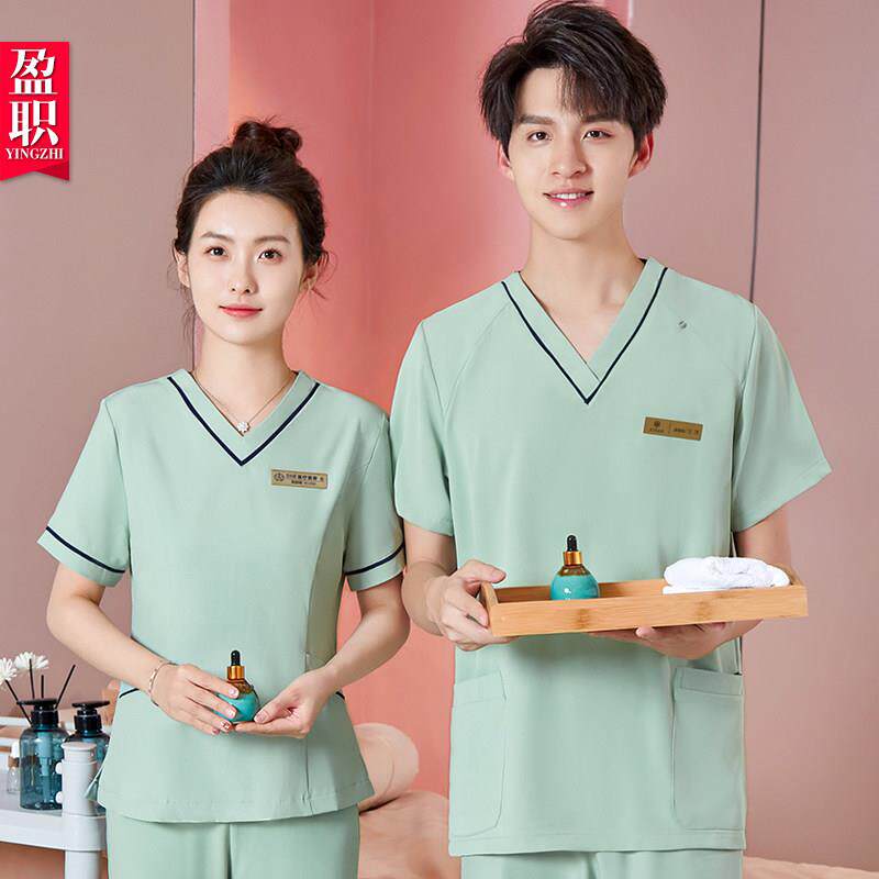 男女同款医美皮肤管理技师服美容师采耳足疗推拿按摩工作服套装夏