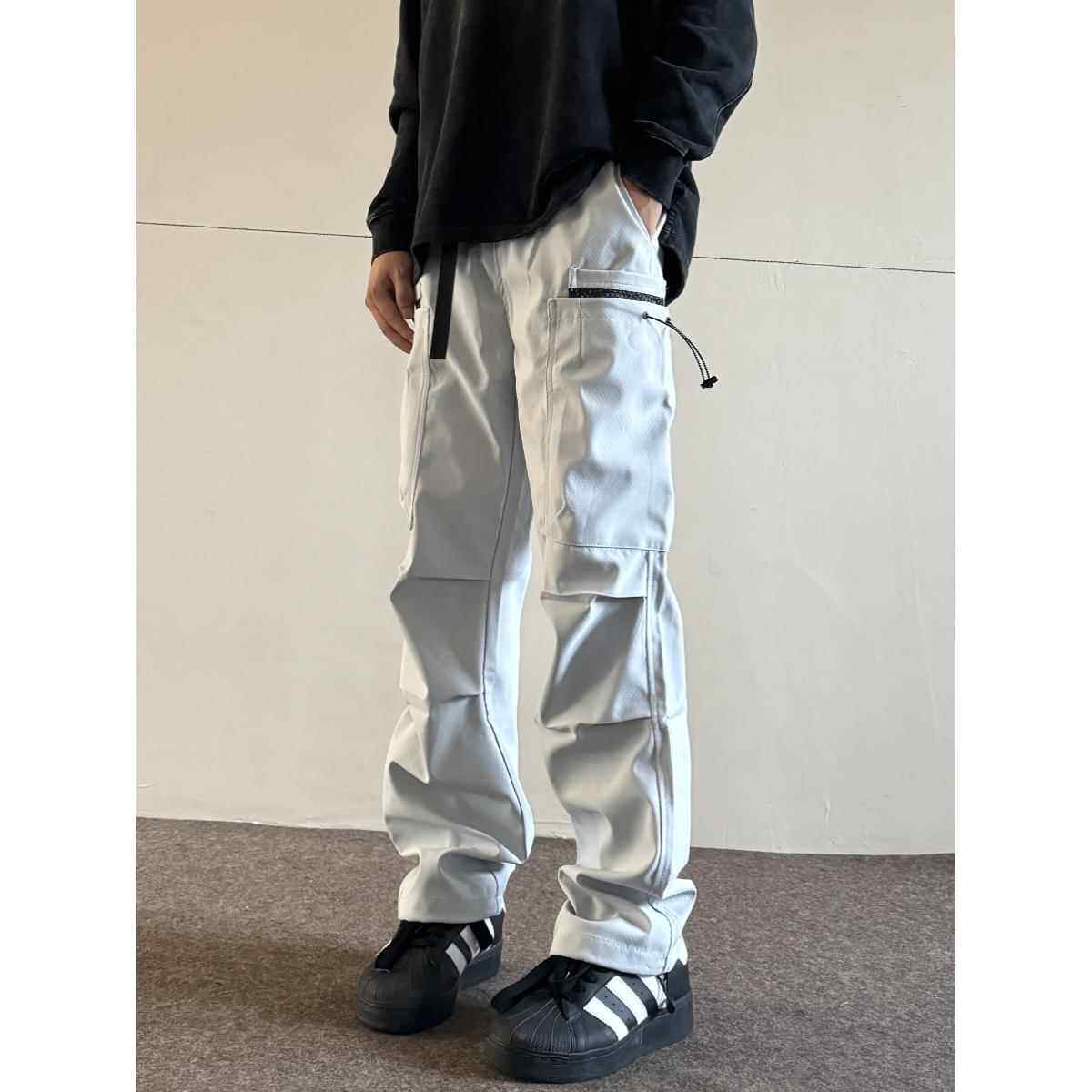 soxiox秋季美式机能冲锋裤男女款直筒工装伞兵裤户外登山软壳裤子