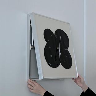 电表箱装饰画带钟表电表箱遮挡时钟免打孔静音装饰钟玄关挂画