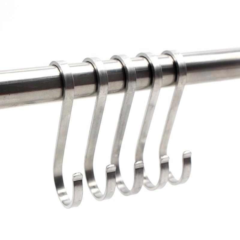 304不锈钢挂钩s扁钩卡口防掉挂钩厨房单免打孔腊肉单勾子衣钩S型