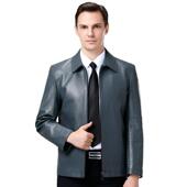 皮外衣中年爸爸休商务闲冬6067 季 短款 男士 C绵羊皮夹克加绒皮 新款