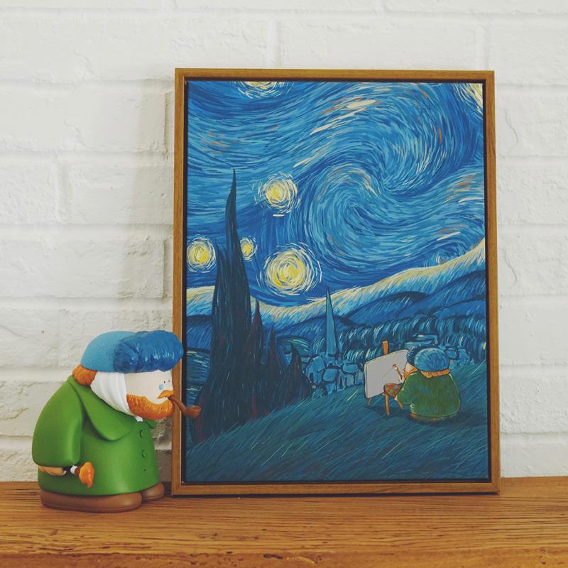 大艺术家系列版画带珍珠耳环的少女世界名画梵高星空客厅卧室挂画图片
