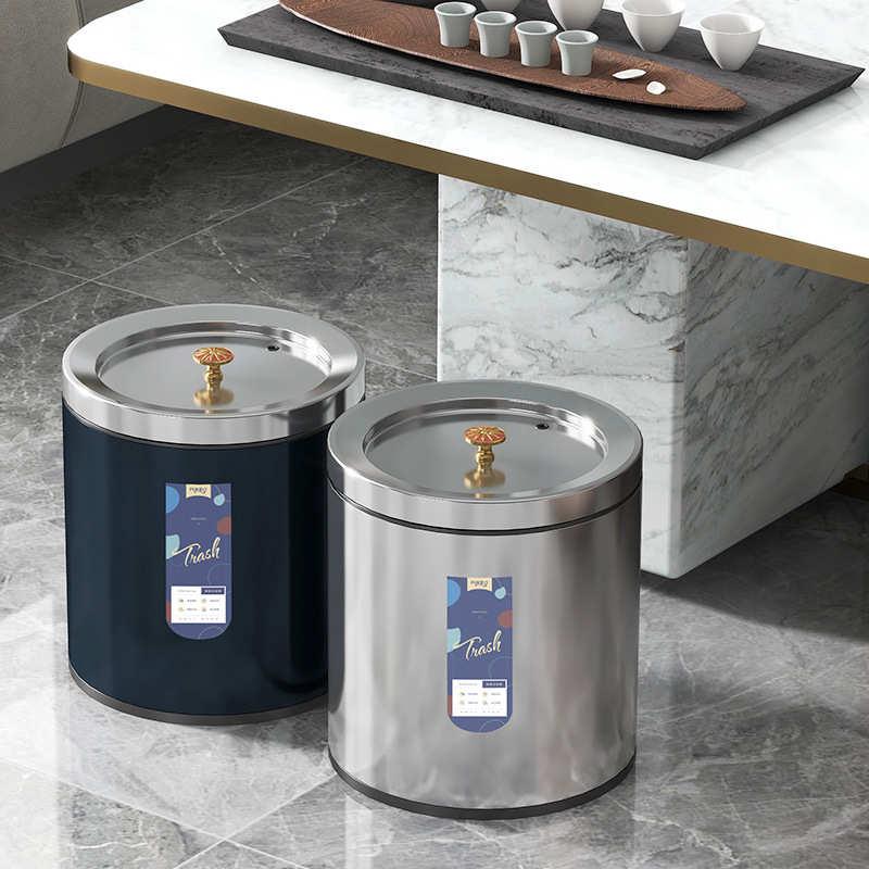 北欧不锈钢茶水桶茶渣桶茶桶茶水分离垃圾桶茶叶桶茶漏干湿分离桶