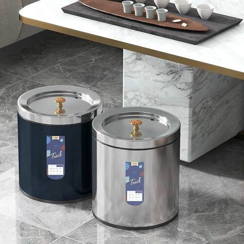 北欧不锈钢茶水桶茶渣桶茶桶茶水分离垃圾桶茶叶桶茶漏干湿分离桶