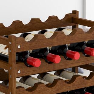 酒架置物架红酒架子家用酒格子小型创意壁挂墙上餐厅实木家用酒柜