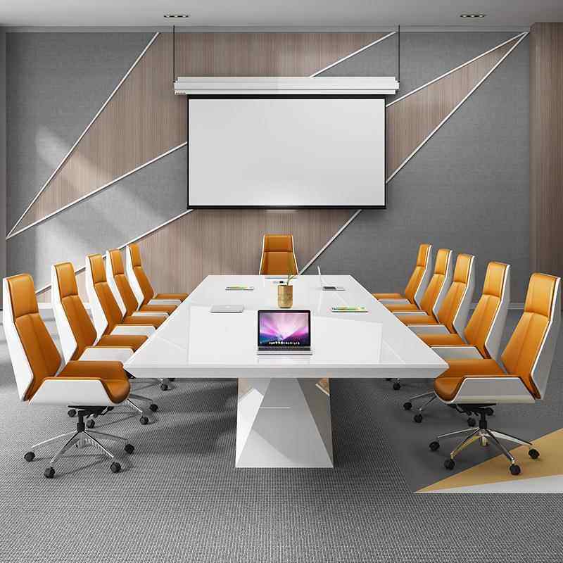 烤漆会议谈桌桌大型白色会议室洽桌椅长-组合办公家具620人位