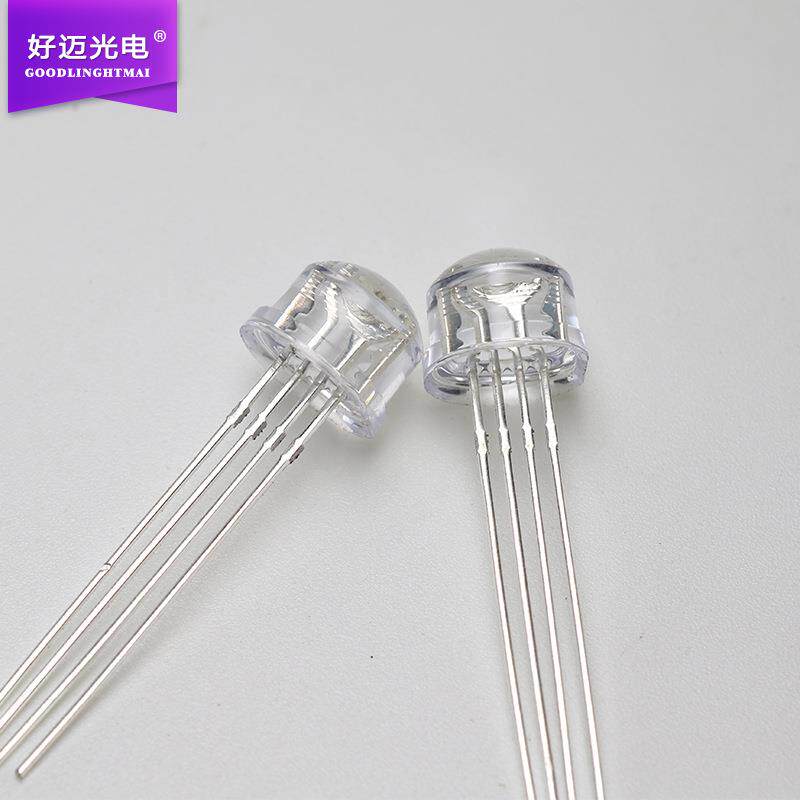 F草帽RGB全彩共阳灯珠极mLAUm草8帽红绿蓝4脚8全彩LED发光二管灯