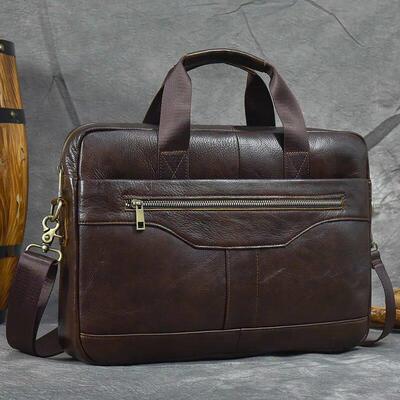 Genuine Leather Briefcase Bag for 15.6 inch laptop computer