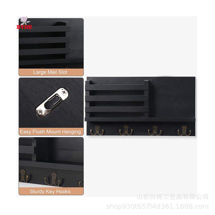 壁挂式墙上置物架墙壁装饰挂件木收纳架家居墙面木制邮件钥匙架