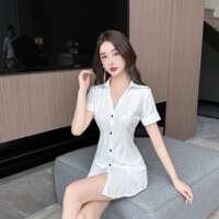 White chiffon shirt for women, short-sleeved, 2024 summer, extended Korean-style sexy shirt with loose top thumbnail 5