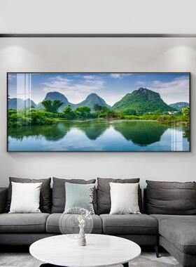 网红桂林山风景画代简约厅沙发瓷背景墙装现饰挂晶画水卧室床头客