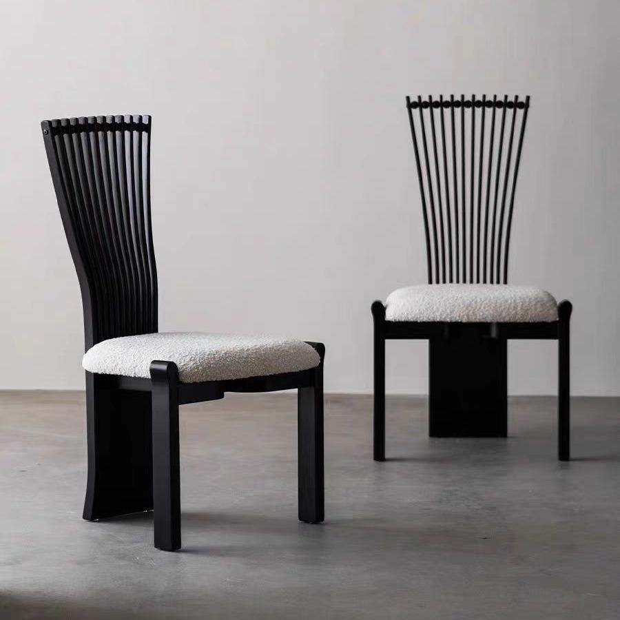 家用加厚复古扇形木简中古风23酒靠背餐椅实书房店法式约实木餐椅