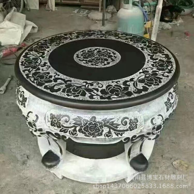 中式石雕桌子庭院现货 大理石方形古典雅致青石仿古石桌石凳一套