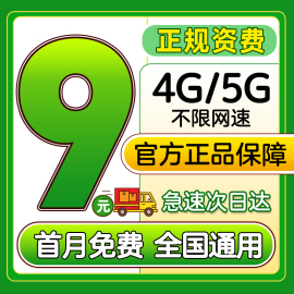 中国流量卡纯流量上网卡，不限速大王卡，5g手机电话卡通用不限速