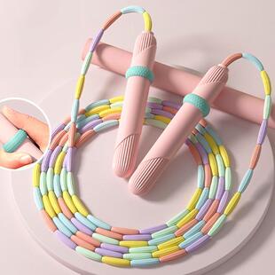 儿童跳绳彩虹竹节幼儿园初学拇指定位专业跳绳不打结可调节长度