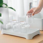 长方形家用客厅茶盘 创意茶具水杯子沥水盘 双层托盘塑料水果盘