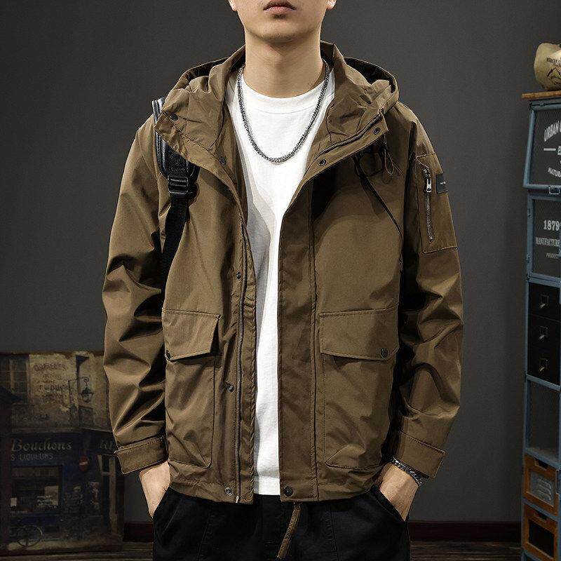 斯蒂芬高级感工装夹克外套男春秋季新款潮牌防水多口袋男士冲锋衣